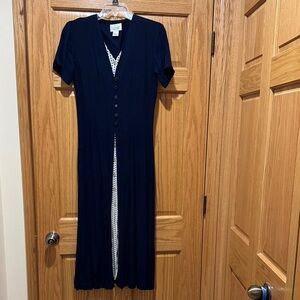 Christopher & Banks Dark Blue Maxi Dress with Button Detail